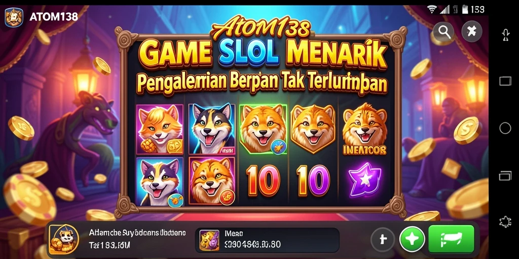 Screenshot ATOM138 menampilkan gameplay Slot yang mendebarkan dan penuh warna.