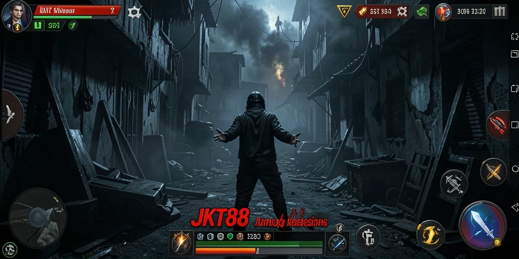 Screenshot menampilkan gameplay menyeramkan dalam kegelapan.