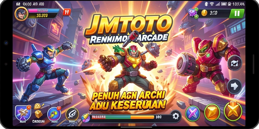 Screenshot utama JMTOTO menunjukkan momen seru dalam permainan Arcade.