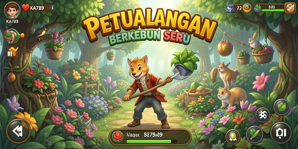 Tampilan gameplay KA789 yang menarik penuh warna dan aktivitas bercocok tanam.