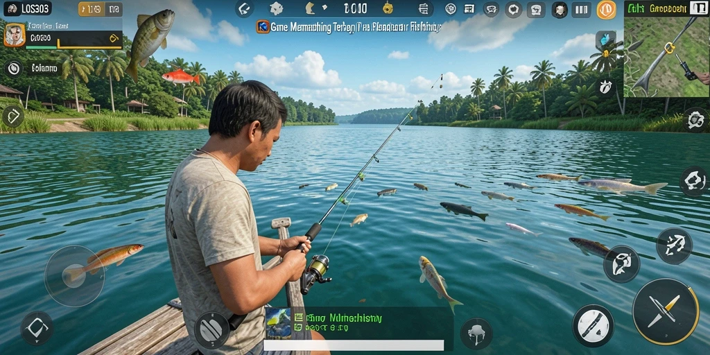 Tampilan gameplay LOS303 dengan ikan beragam dan lokasi memancing yang menarik.