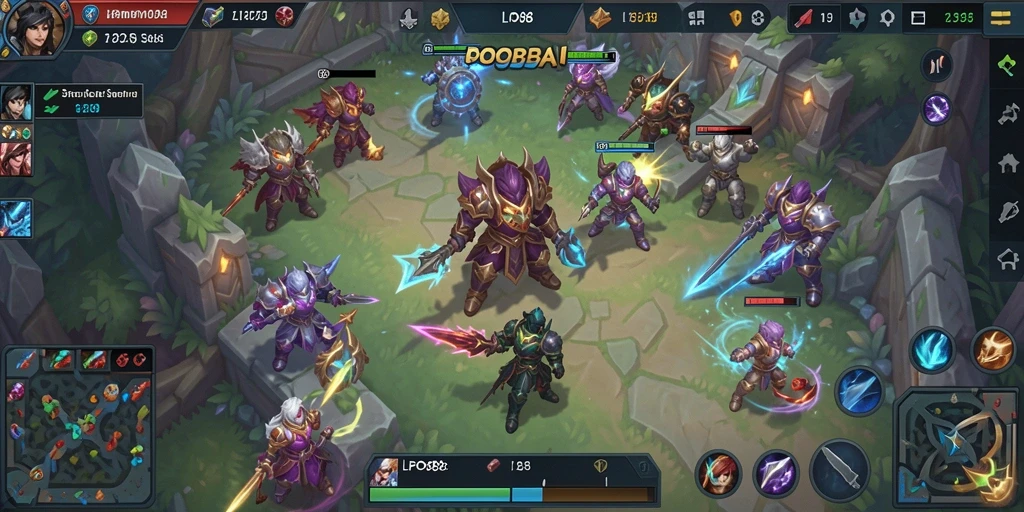 Tampilan gameplay seru LPO88 dalam pertempuran MOBA.