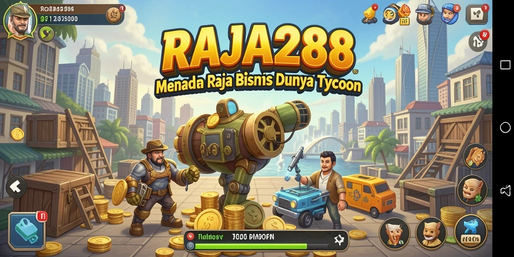 Tampilan gameplay <strong>RAJA288</strong> yang menarik dengan strategi bisnis yang seru.